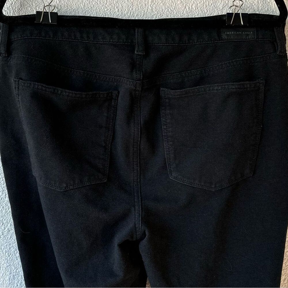 American Eagle Next Level Stretch Pants Women's16L Black Belt Loops Button Zip - Picture 7 of 11
